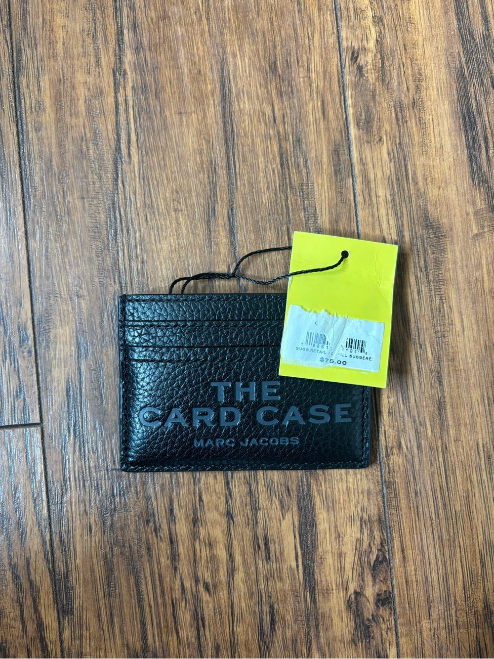 Marc Jacobs Black Pebbled Leather Card Holder with Debossed Logo
